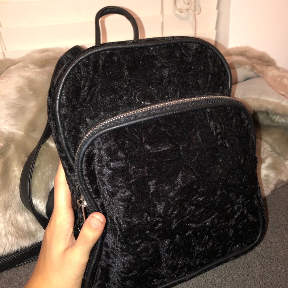Black Velvet Mini Backpack